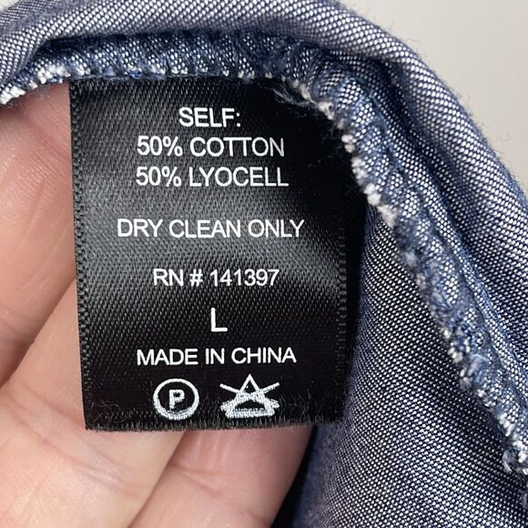 ASTR the Label Women Open Front Chambray Cardigan Jacket Large Blue Lagenlook - Picture 8 of 11